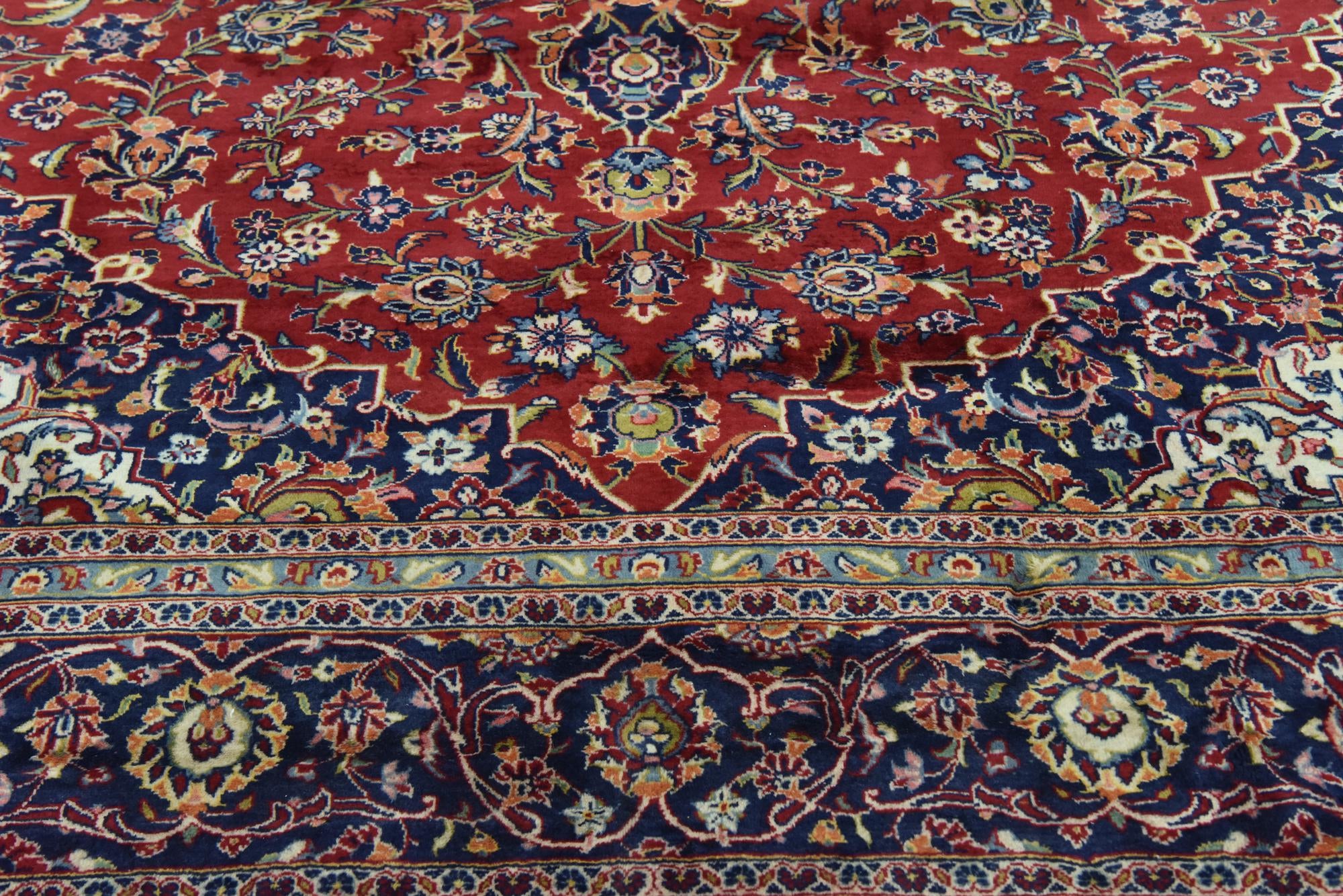 9' 9 x 13' 2 Hand Knotted Kashan Persian Wool Rug