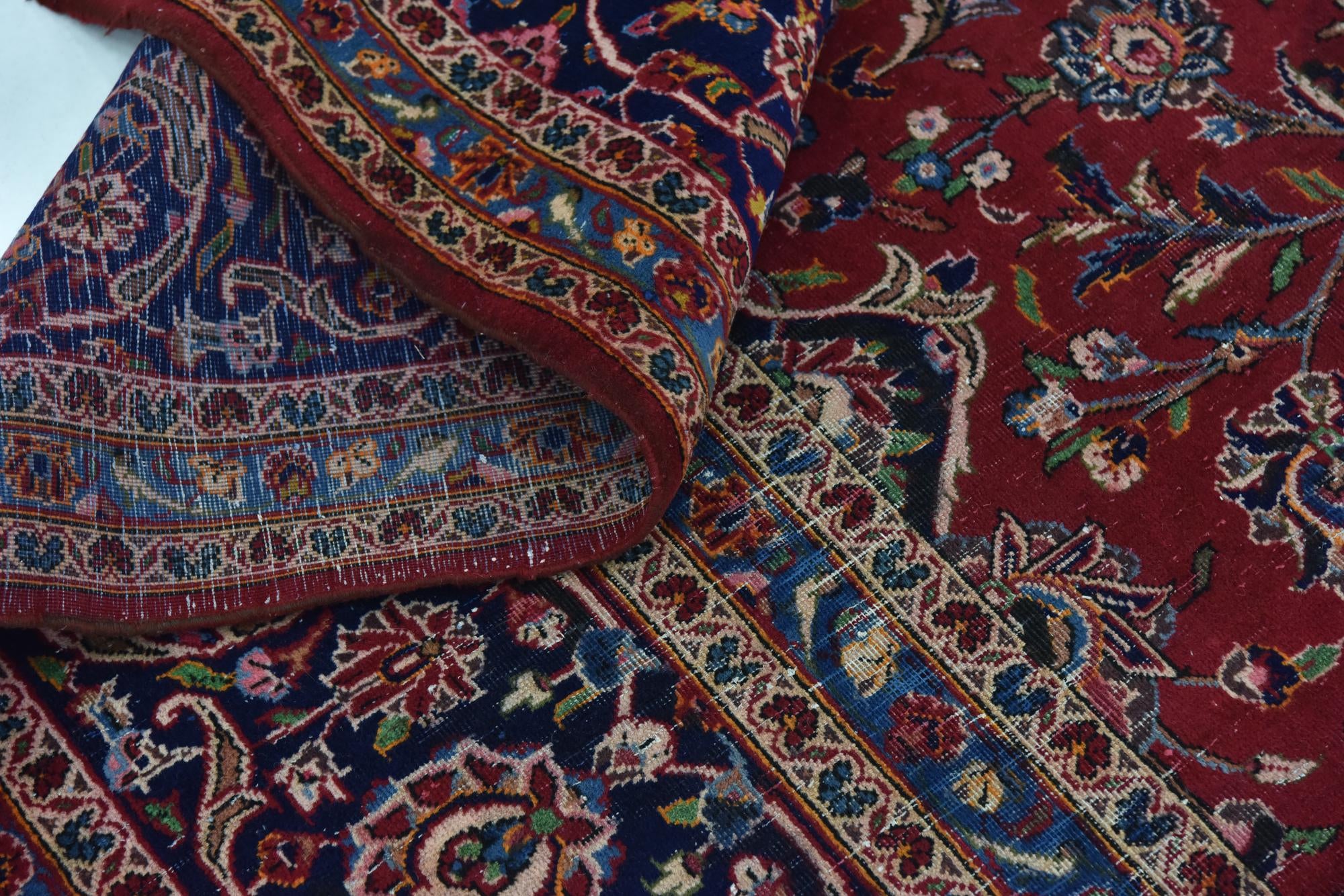 9' 7 x 13' Hand Knotted Kashan Persian Wool Rug