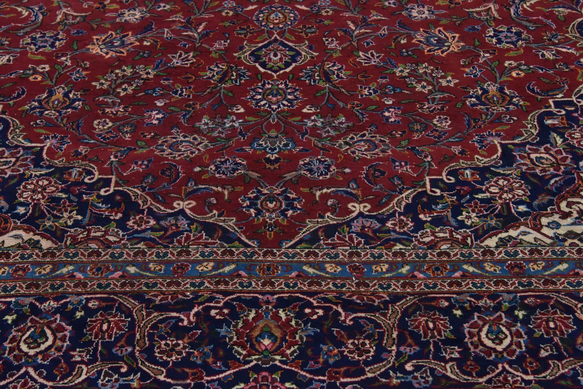 9' 7 x 13' Hand Knotted Kashan Persian Wool Rug
