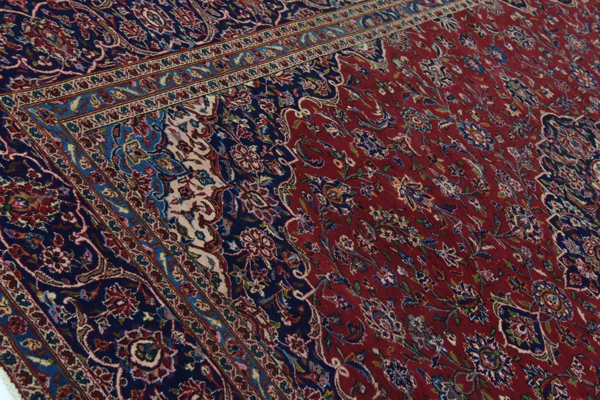 9' 7 x 13' Hand Knotted Kashan Persian Wool Rug