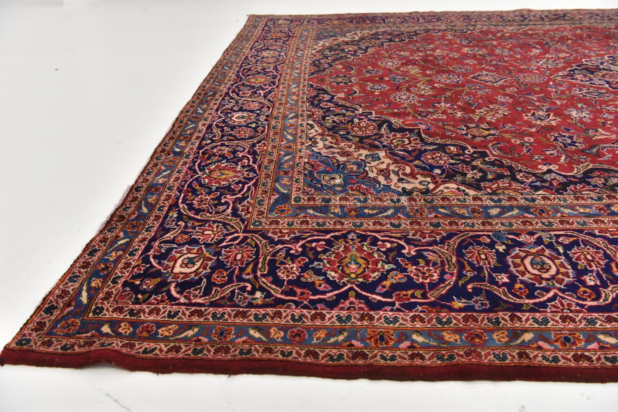 9' 7 x 13' Hand Knotted Kashan Persian Wool Rug