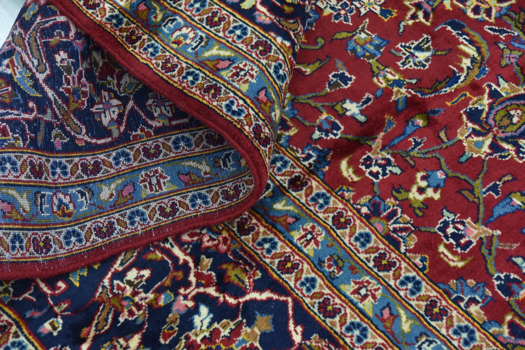 9' 8 x 13' 3 Hand Knotted Kashan Persian Wool Rug