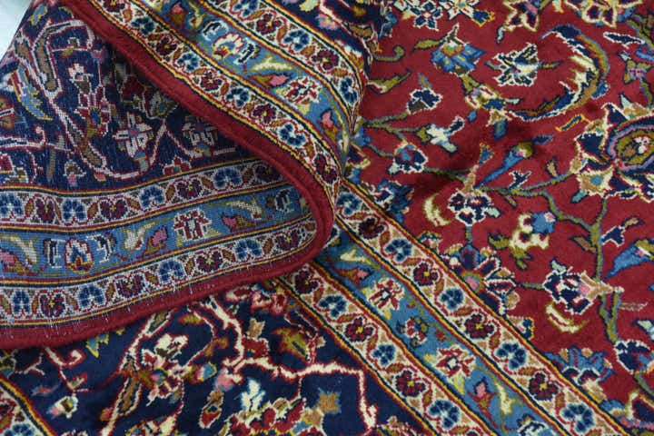 9' 8 x 13' 3 Hand Knotted Kashan Persian Wool Rug