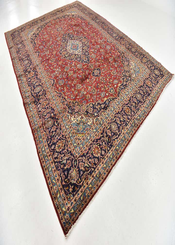 9' 8 x 13' 3 Hand Knotted Kashan Persian Wool Rug