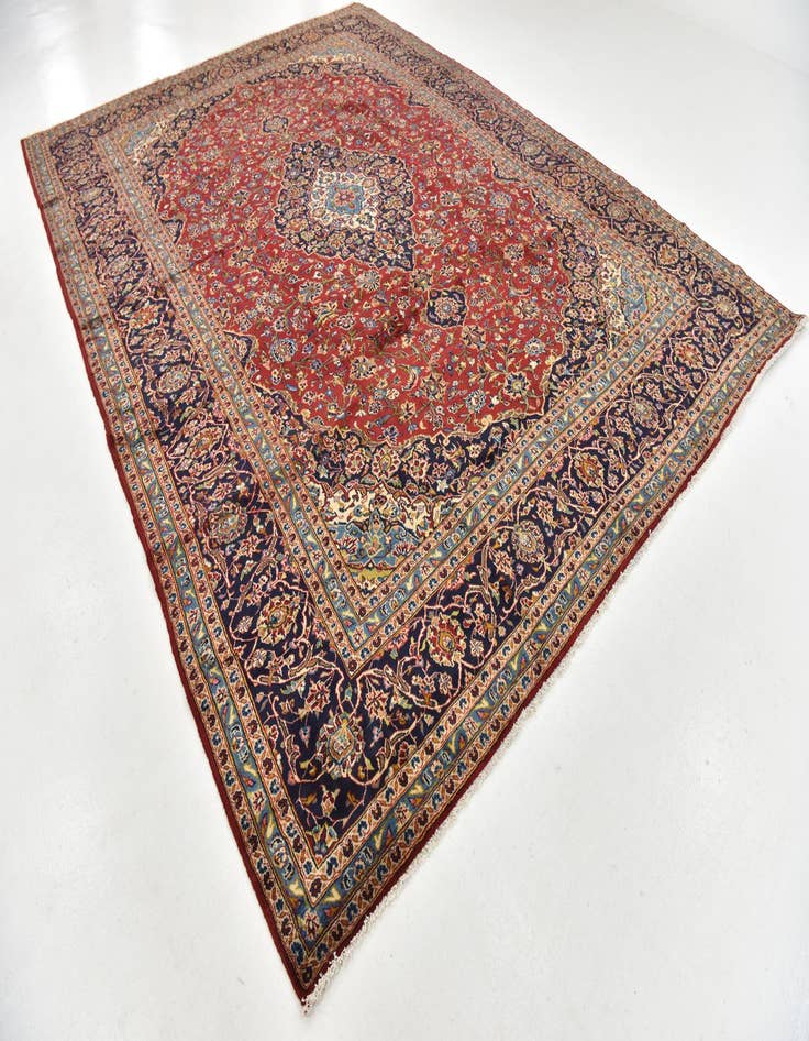 Detail image of 9' 8 x 13' 3 Hand Knotted Kashan Persian Wool Rug