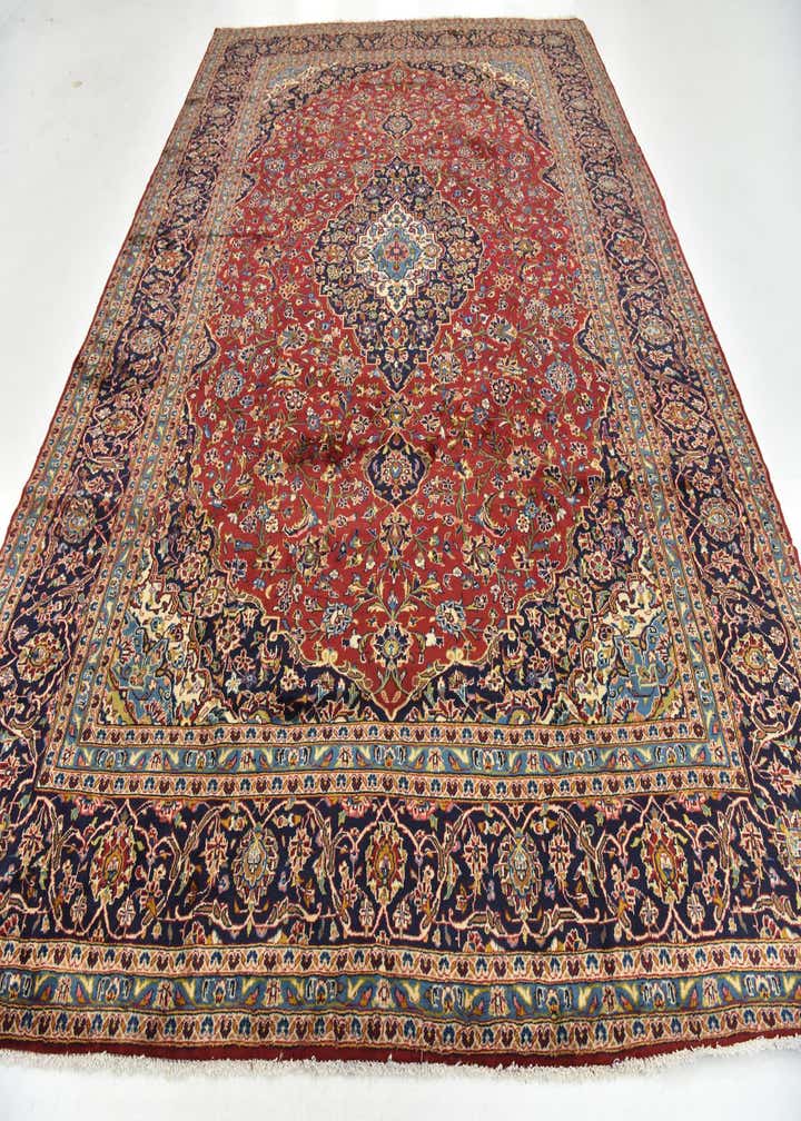 9' 8 x 13' 3 Hand Knotted Kashan Persian Wool Rug