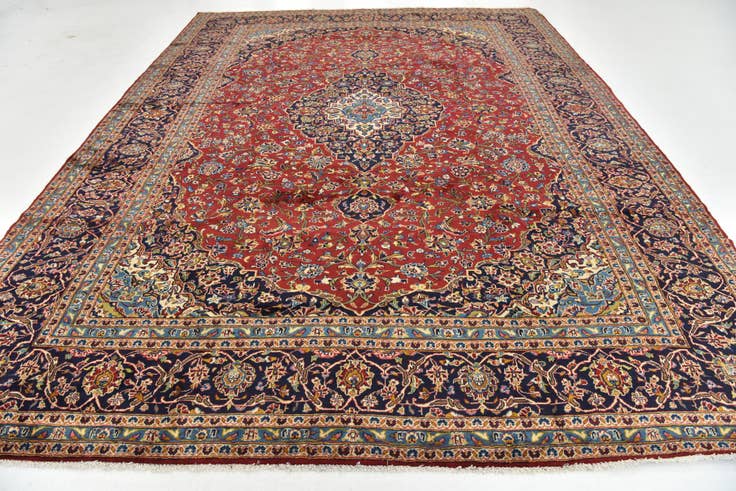 Detail image of 9' 8 x 13' 3 Hand Knotted Kashan Persian Wool Rug