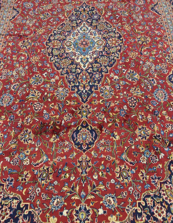 Detail image of 9' 8 x 13' 3 Hand Knotted Kashan Persian Wool Rug
