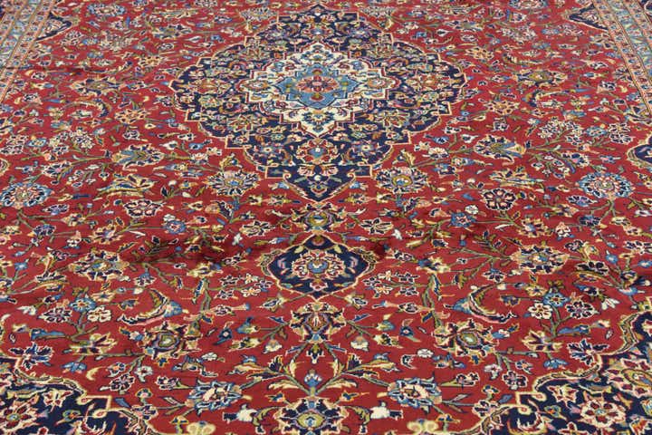 9' 8 x 13' 3 Hand Knotted Kashan Persian Wool Rug