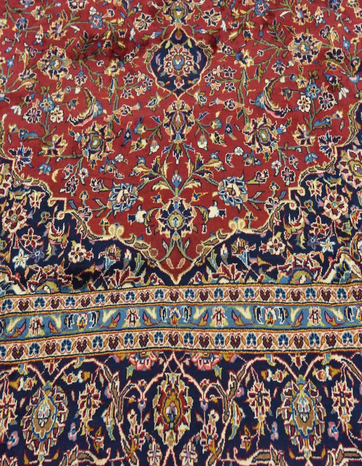 Detail image of 9' 8 x 13' 3 Hand Knotted Kashan Persian Wool Rug