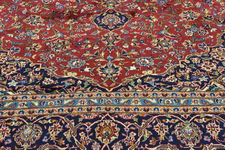 9' 8 x 13' 3 Hand Knotted Kashan Persian Wool Rug