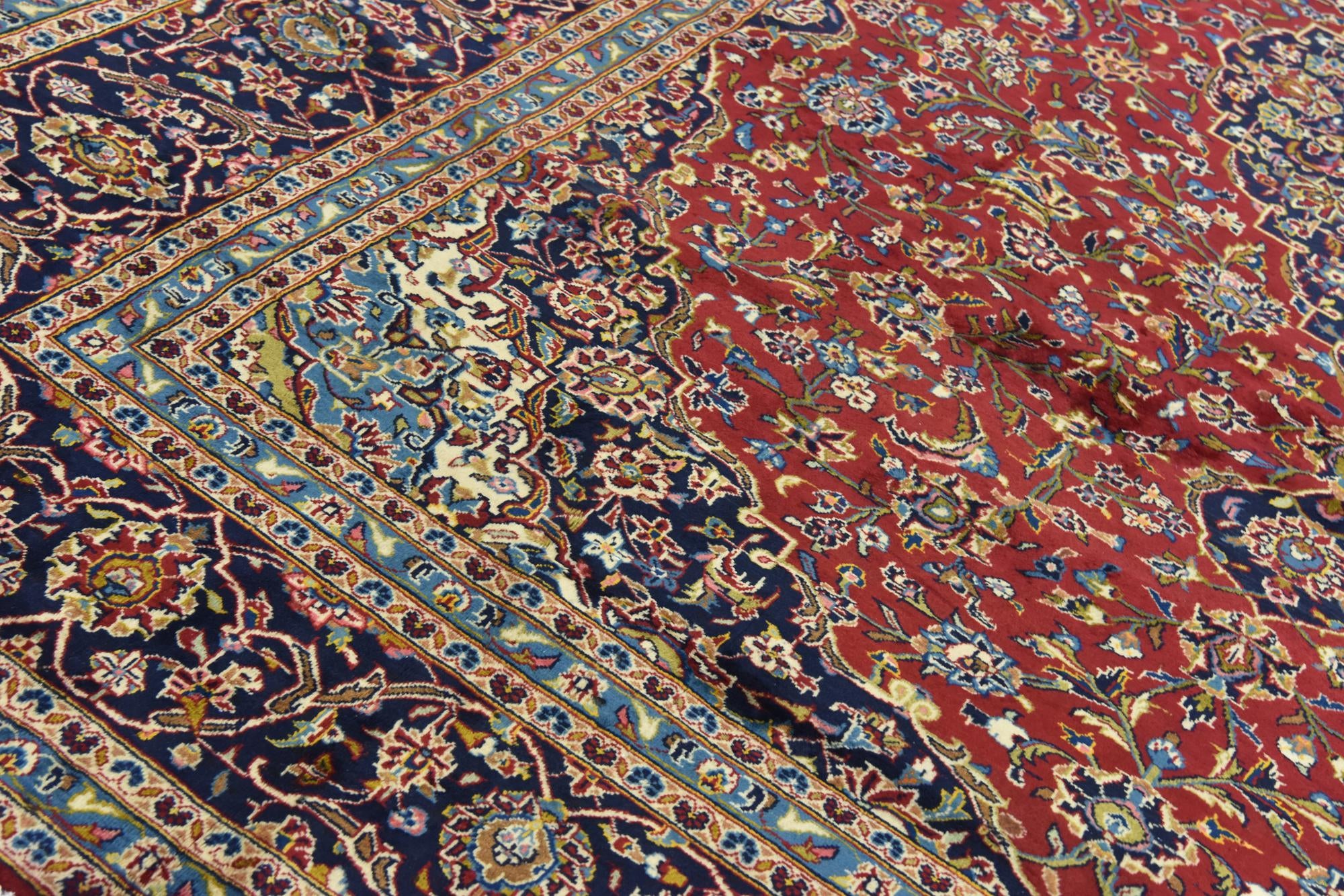 9' 8 x 13' 3 Hand Knotted Kashan Persian Wool Rug
