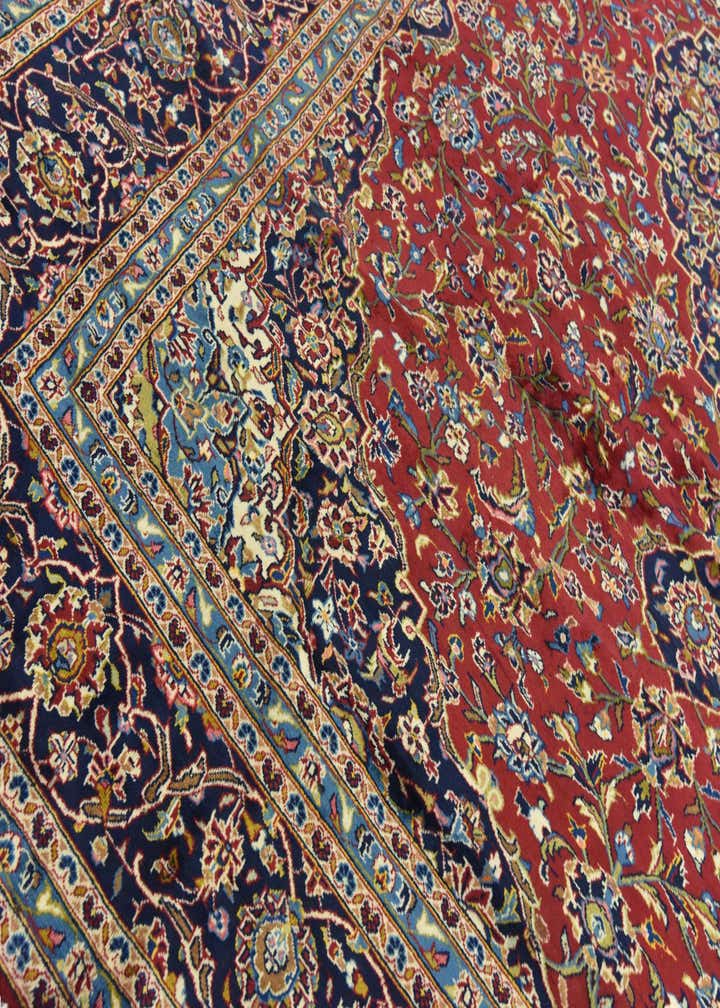 9' 8 x 13' 3 Hand Knotted Kashan Persian Wool Rug