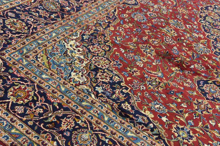 9' 8 x 13' 3 Hand Knotted Kashan Persian Wool Rug