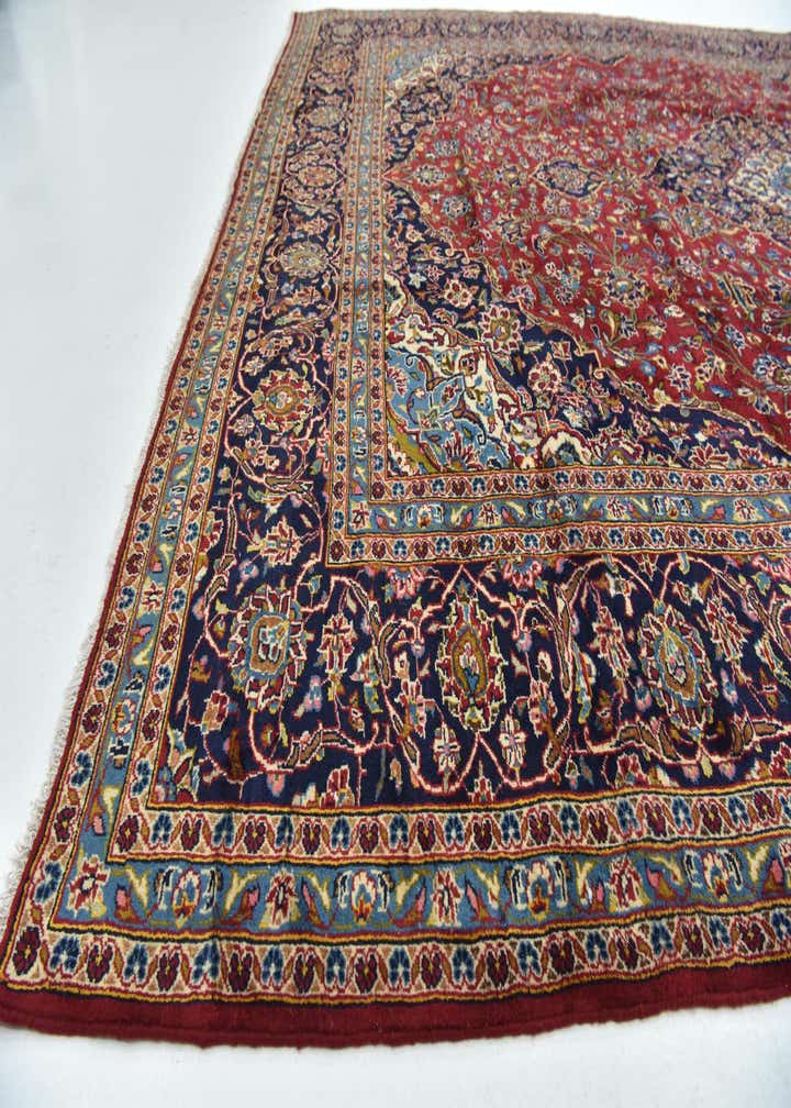 9' 8 x 13' 3 Hand Knotted Kashan Persian Wool Rug