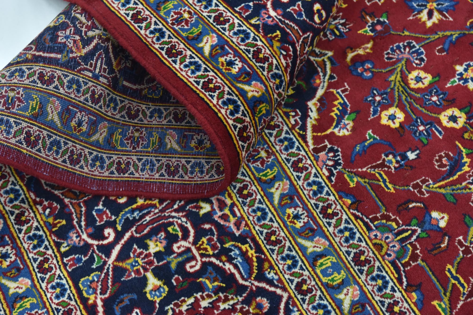 9' 10 x 13' 3 Hand Knotted Kashan Persian Wool Rug