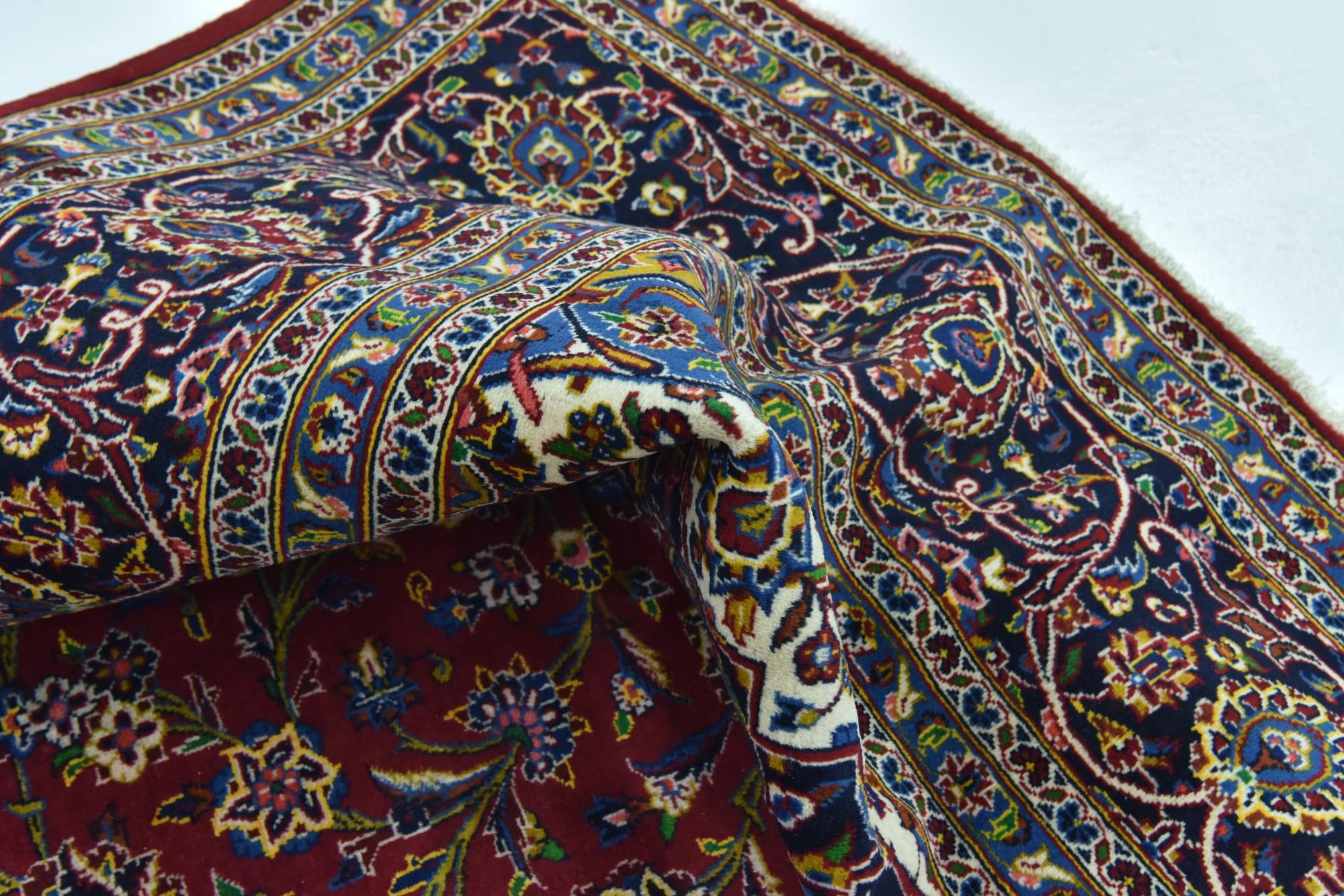 9' 10 x 13' 3 Hand Knotted Kashan Persian Wool Rug