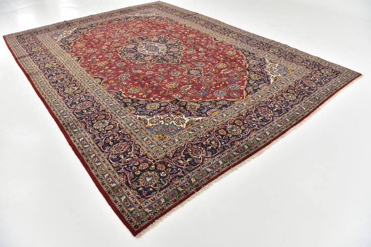 Detail image of 9' 10 x 13' 3 Hand Knotted Kashan Persian Wool Rug
