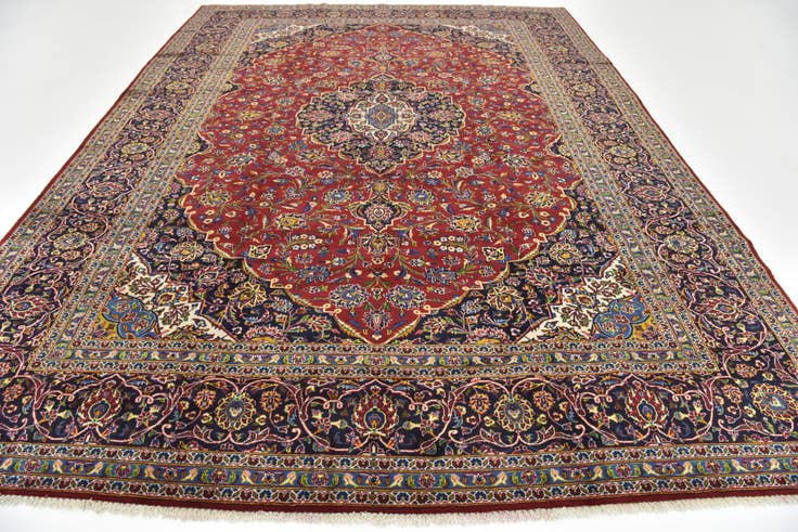 Detail image of 9' 10 x 13' 3 Hand Knotted Kashan Persian Wool Rug
