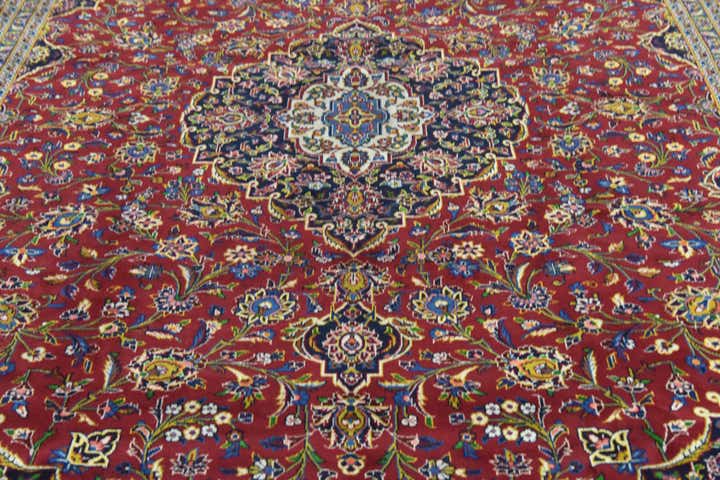 9' 10 x 13' 3 Hand Knotted Kashan Persian Wool Rug