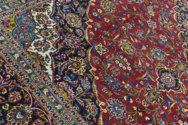 9' 10 x 13' 3 Hand Knotted Kashan Persian Wool Rug