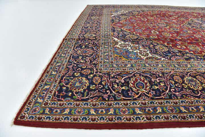 9' 10 x 13' 3 Hand Knotted Kashan Persian Wool Rug