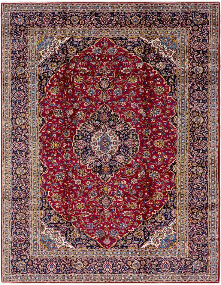 Detail image of 9' 10 x 13' 3 Hand Knotted Kashan Persian Wool Rug