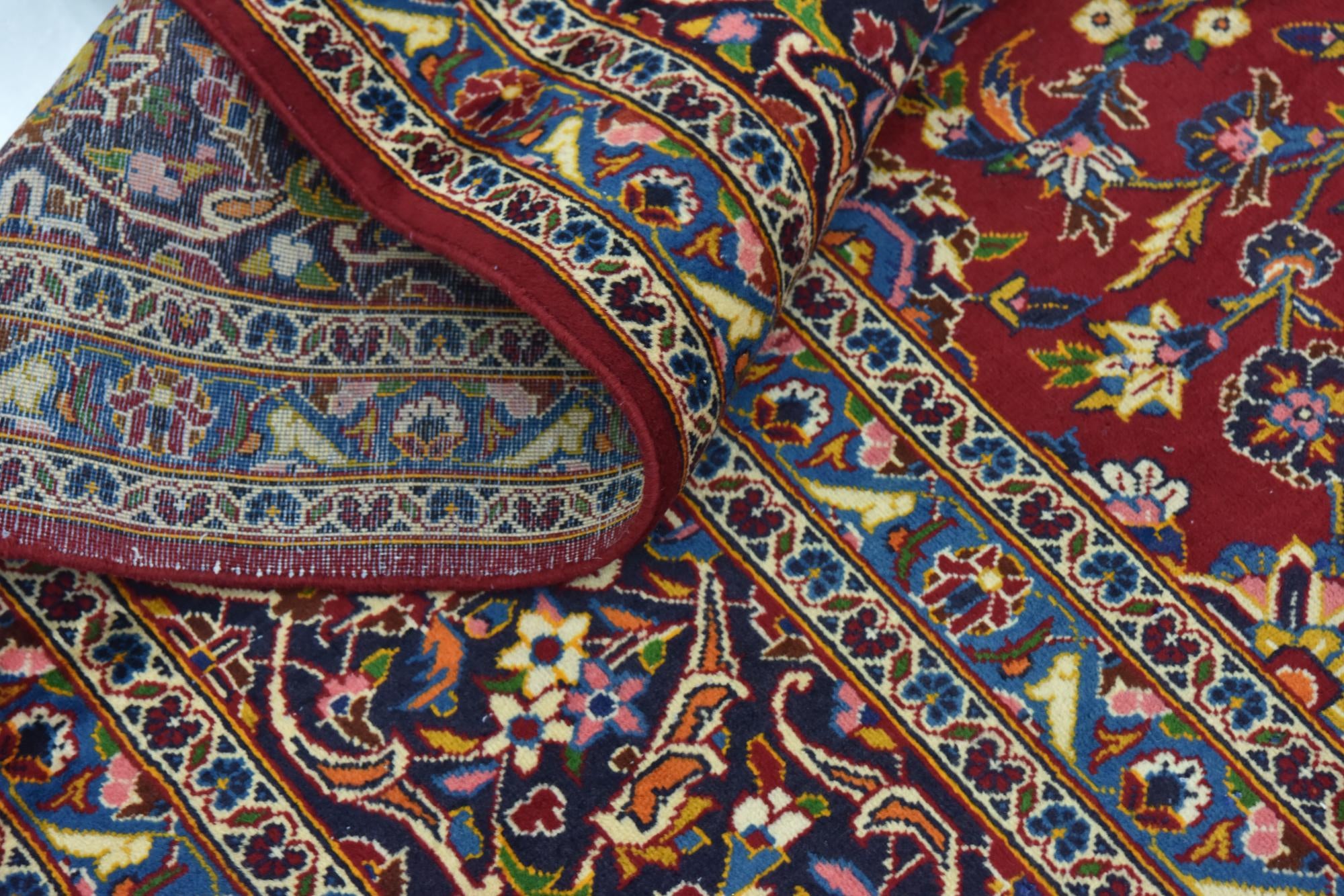 9' 7 x 13' 2 Hand Knotted Kashan Persian Wool Rug