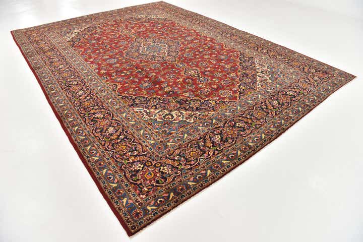 9' 7 x 13' 2 Hand Knotted Kashan Persian Wool Rug