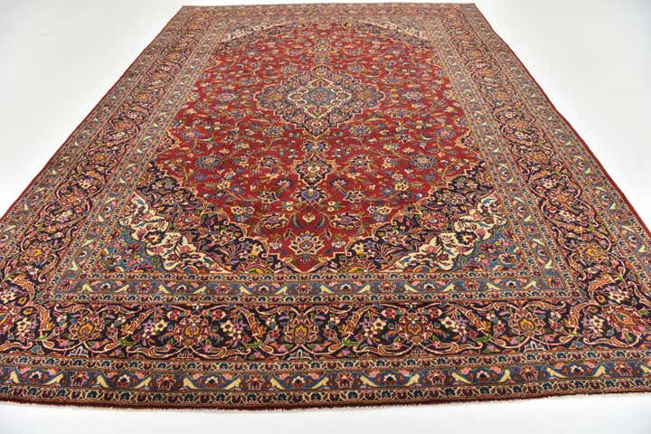 9' 7 x 13' 2 Hand Knotted Kashan Persian Wool Rug