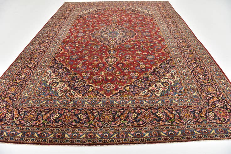 Detail image of 9' 7 x 13' 2 Hand Knotted Kashan Persian Wool Rug
