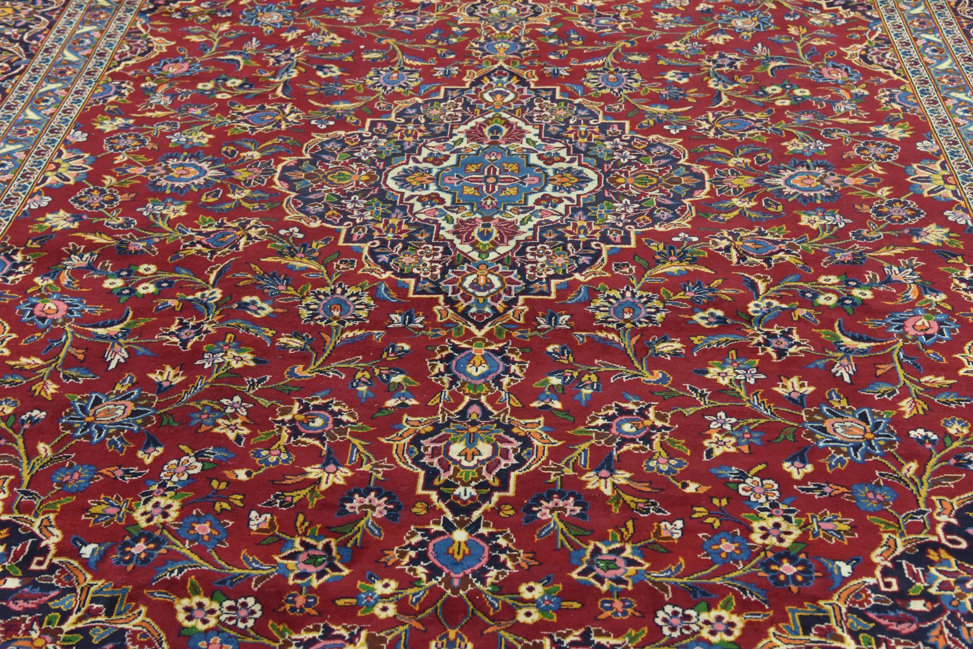 9' 7 x 13' 2 Hand Knotted Kashan Persian Wool Rug