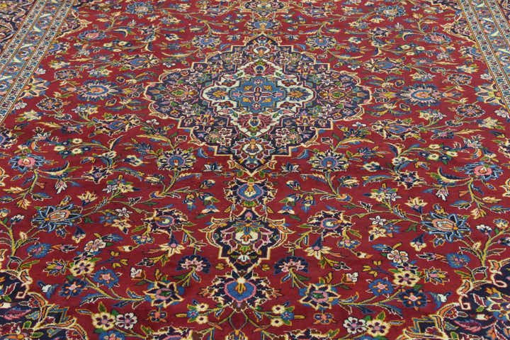 9' 7 x 13' 2 Hand Knotted Kashan Persian Wool Rug