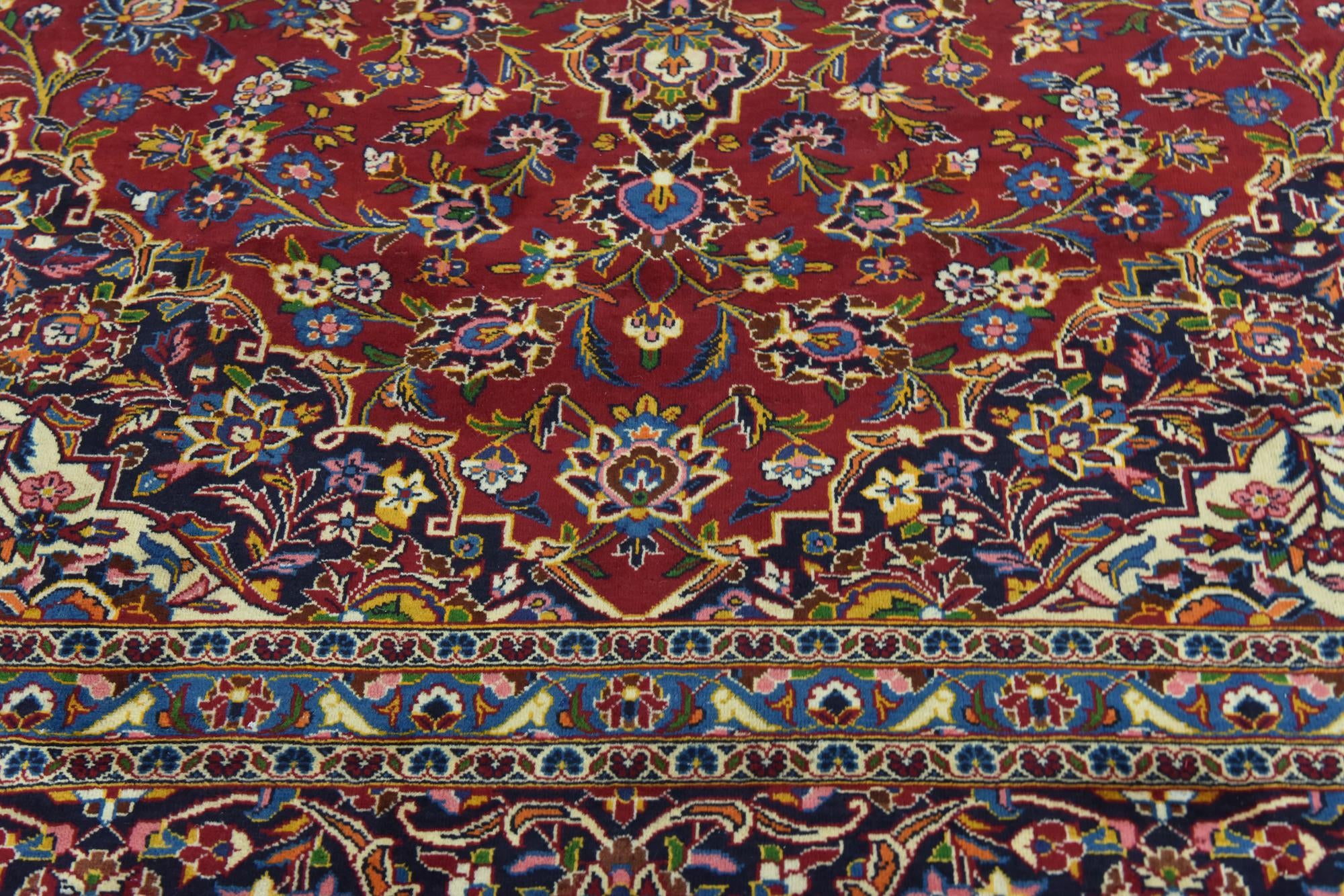 9' 7 x 13' 2 Hand Knotted Kashan Persian Wool Rug