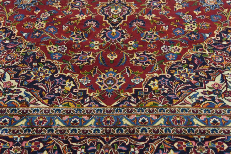 Detail image of 9' 7 x 13' 2 Hand Knotted Kashan Persian Wool Rug