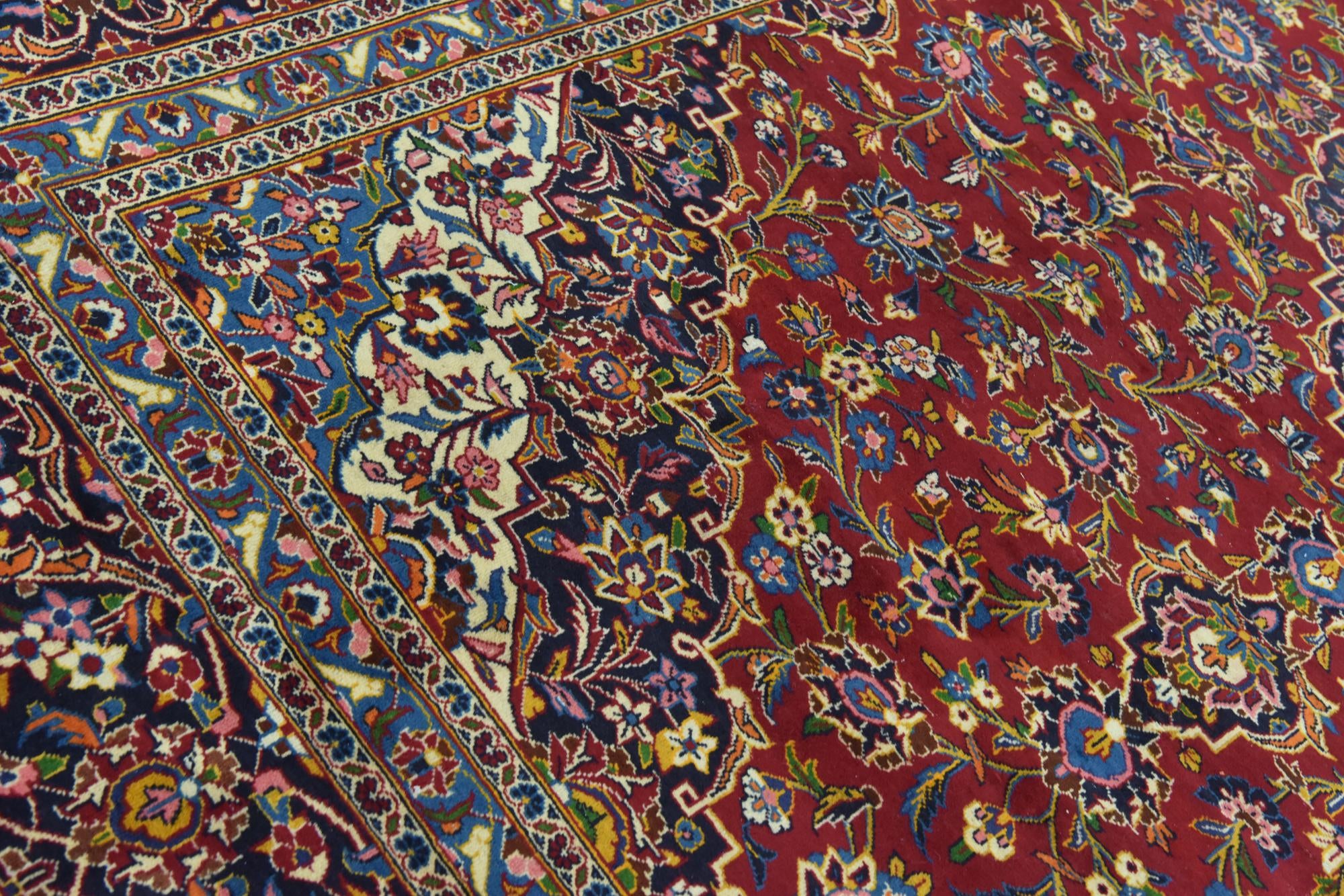 9' 7 x 13' 2 Hand Knotted Kashan Persian Wool Rug