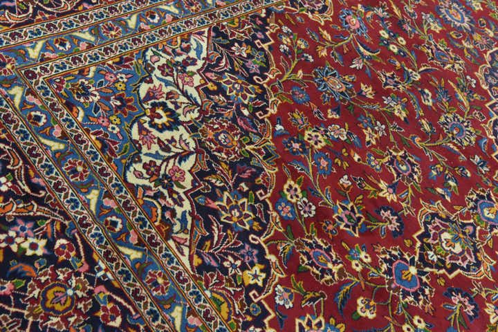 9' 7 x 13' 2 Hand Knotted Kashan Persian Wool Rug