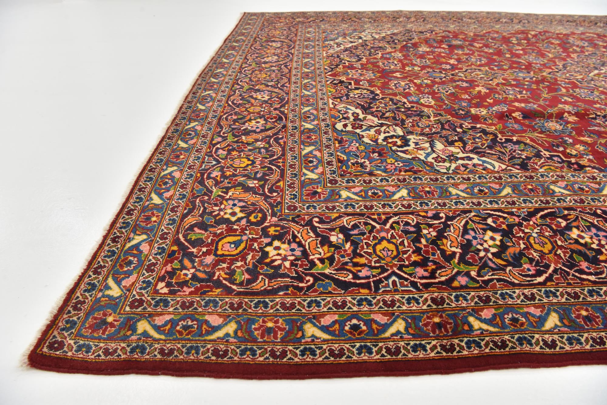 9' 7 x 13' 2 Hand Knotted Kashan Persian Wool Rug