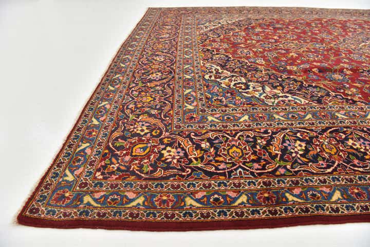 9' 7 x 13' 2 Hand Knotted Kashan Persian Wool Rug