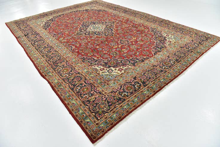 Detail image of 9' 10 x 13' 5 Hand Knotted Kashan Persian Wool Rug