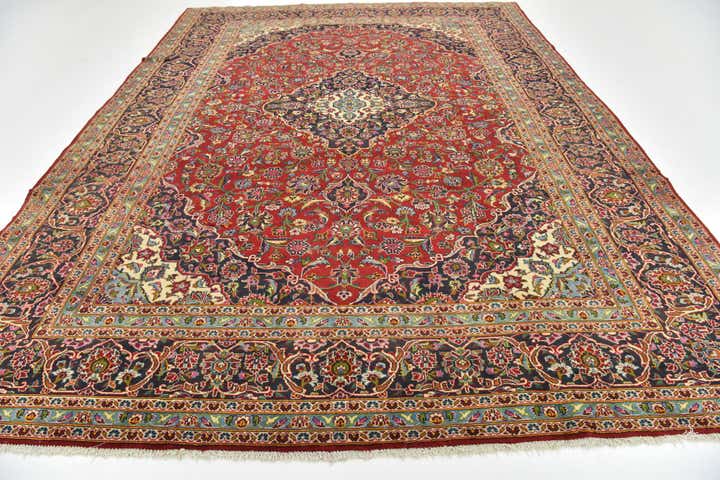 9' 10 x 13' 5 Hand Knotted Kashan Persian Wool Rug
