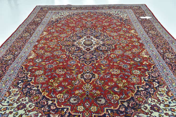 9' 6 x 13' 9 Hand Knotted Kashan Persian Wool Rug