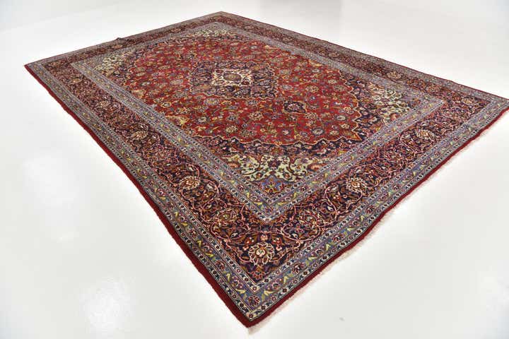 9' 6 x 13' 9 Hand Knotted Kashan Persian Wool Rug