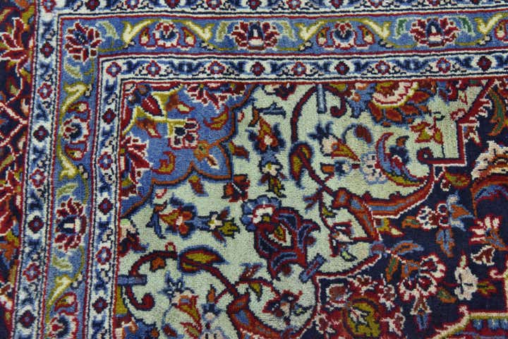 9' 6 x 13' 9 Hand Knotted Kashan Persian Wool Rug