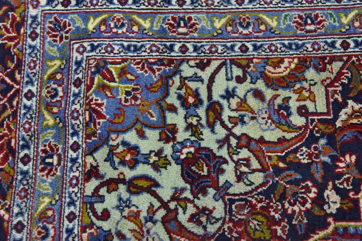 Detail image of 9' 6 x 13' 9 Hand Knotted Kashan Persian Wool Rug