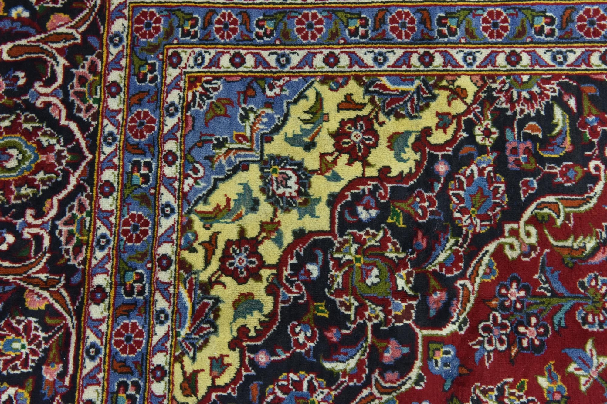 9' 5 x 13' Hand Knotted Kashan Persian Wool Rug