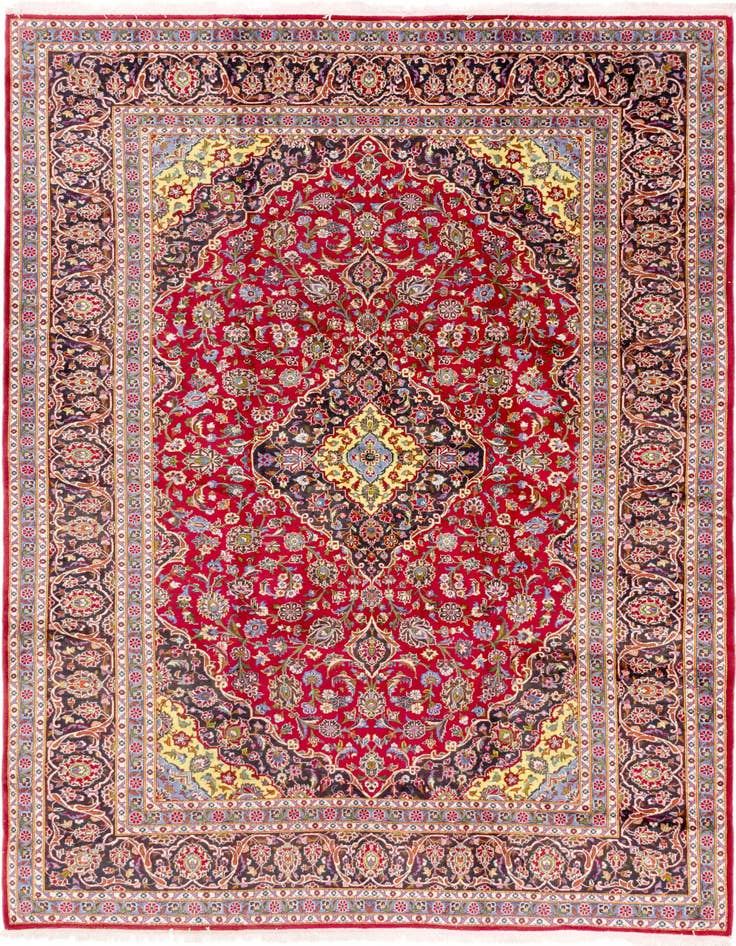 Detail image of 9' 5 x 13' Hand Knotted Kashan Persian Wool Rug