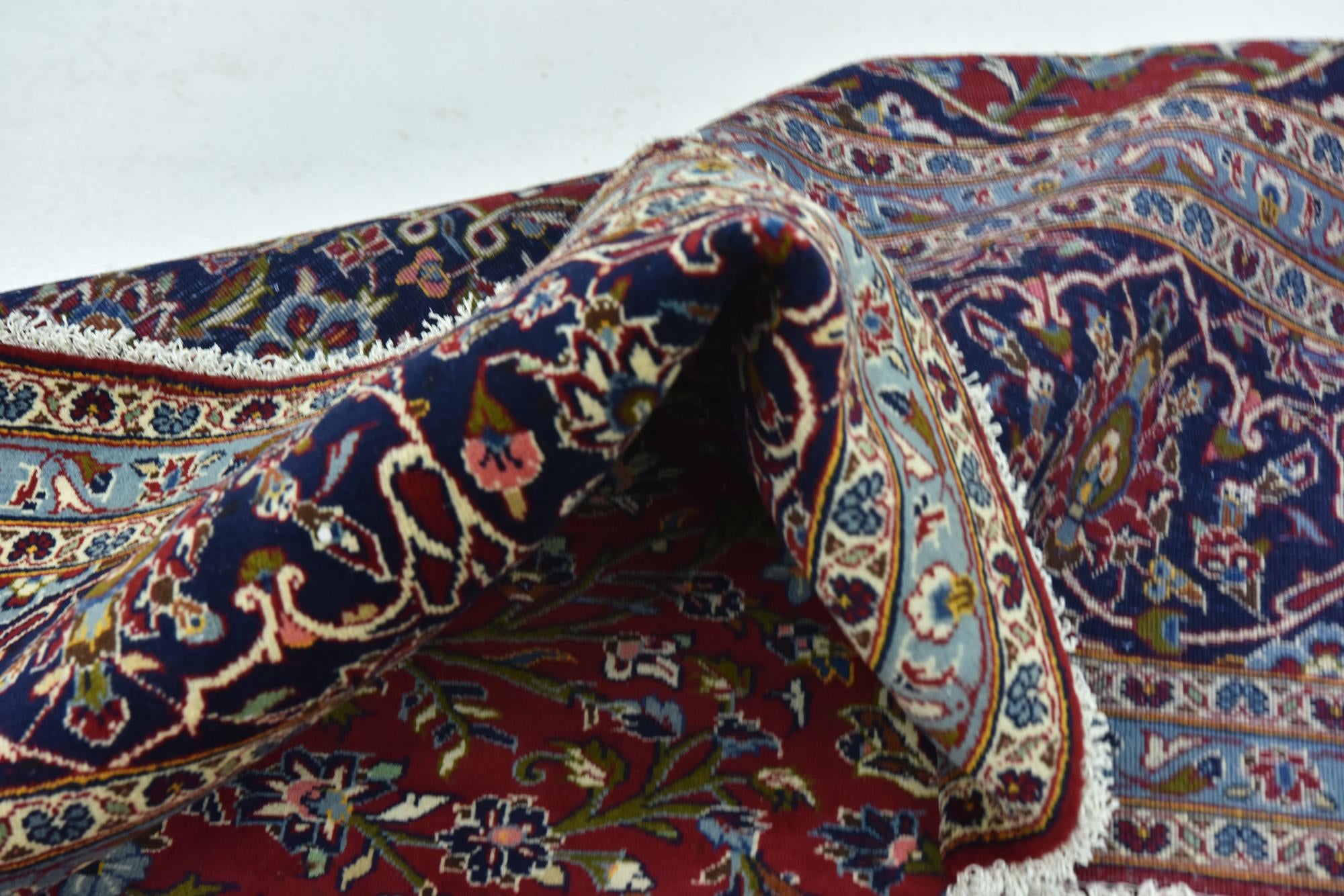 10' x 12' 9 Hand Knotted Kashan Persian Wool Rug