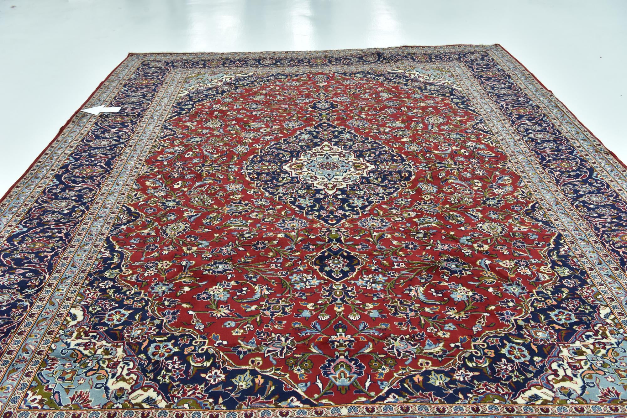 10' x 12' 9 Hand Knotted Kashan Persian Wool Rug