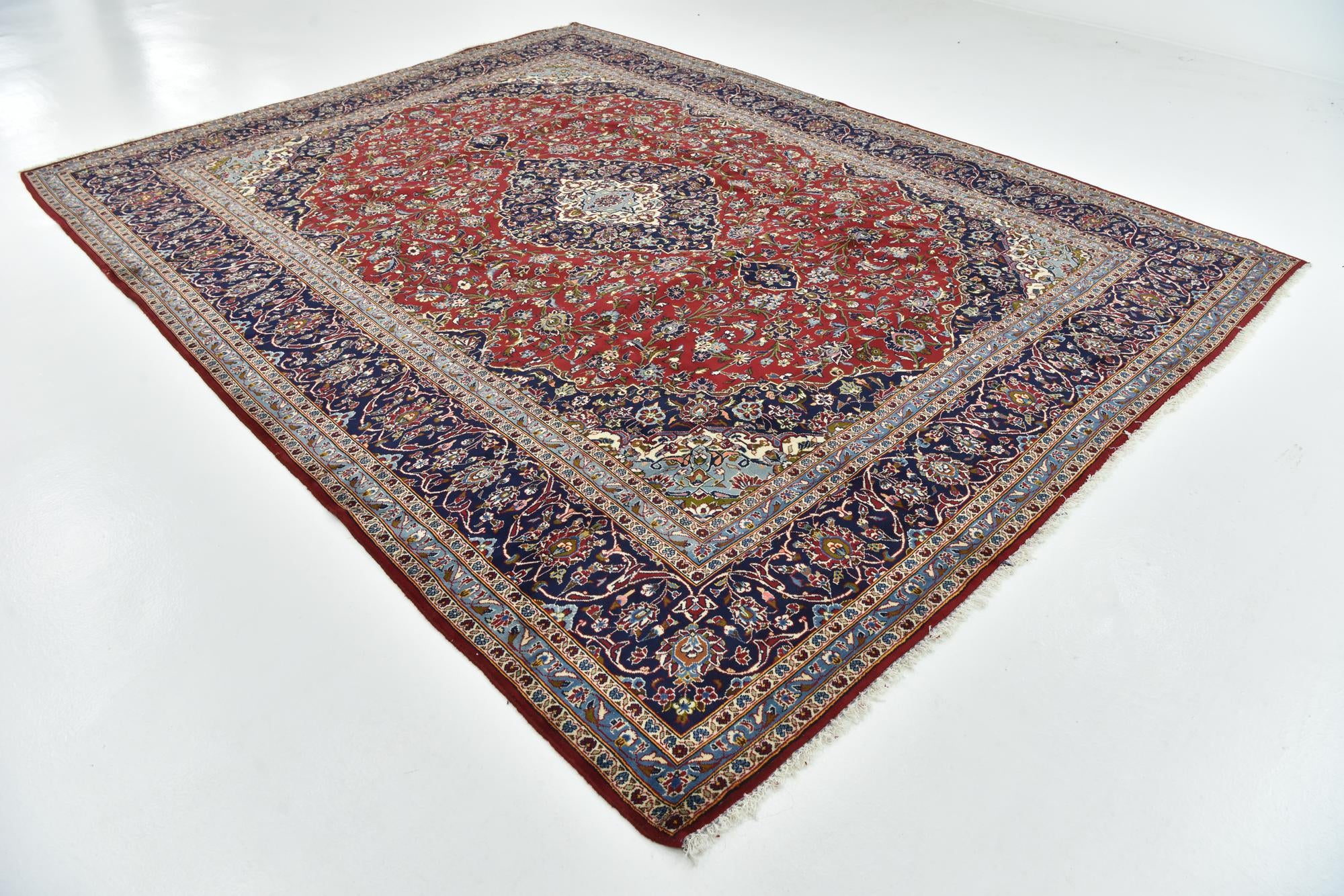 10' x 12' 9 Hand Knotted Kashan Persian Wool Rug